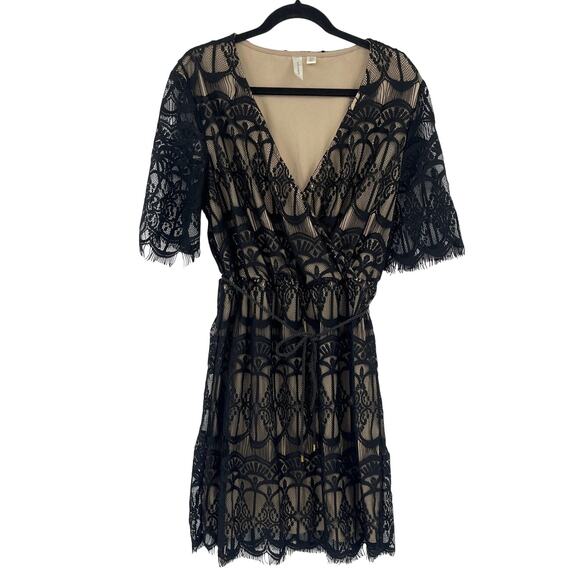 Witchy Lace Overlay Dress Sz XL Gothic Romantic Dark Fairy Holiday Eyelash Lace - Picture 1 of 12